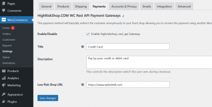 WooCommerce payment redirect to another site API